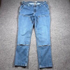 Carhartt Relaxed Fit Double Knee Denim‎ Jeans Womens 14 34" Tall Blue Utility